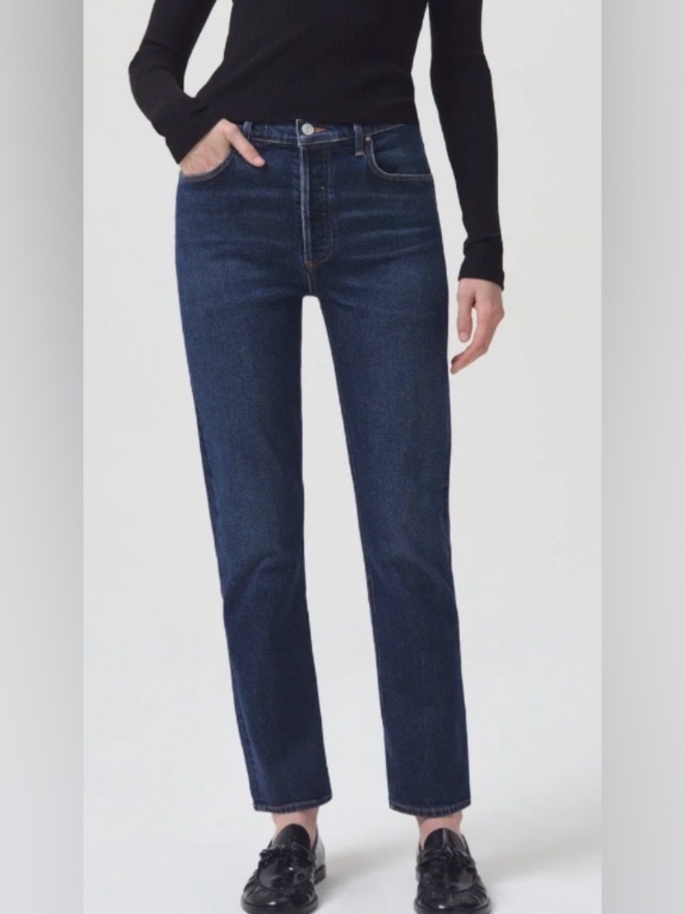 AGOLDE Riley Long Jeans 24 High Rise Straight Divided A9090B-1255 Dark Wash